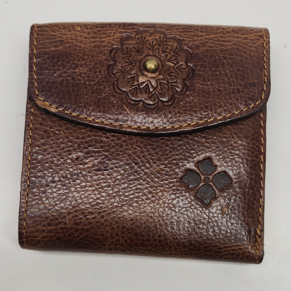 Patricia Nash Brown Leather Floral Embossed Wallet